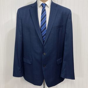 RALPH LAUREN Blazer Men 48 Sport Coat 2 Button Blue Pinstripe RL Suit Jacket 48L